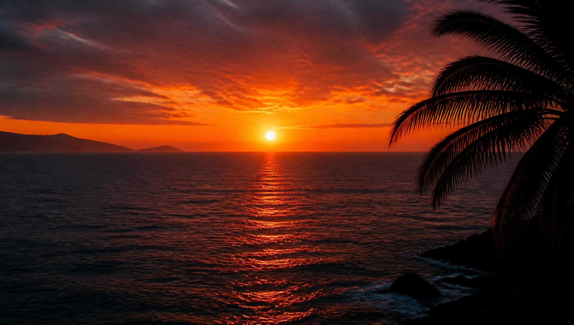 Coastal sunset over the ocean